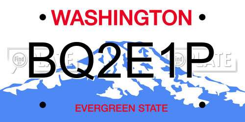 BQ2E1P Washington License Plate