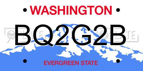 BQ2G2B Washington License Plate