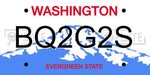 BQ2G2S Washington License Plate