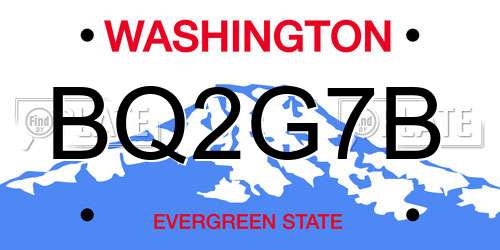 BQ2G7B Washington License Plate