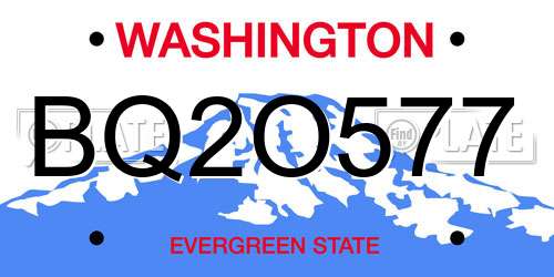 BQ2O577 Washington License Plate