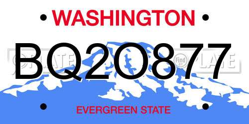 BQ2O877 Washington License Plate