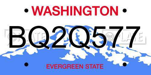 BQ2Q577 Washington License Plate