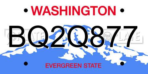 BQ2Q877 Washington License Plate
