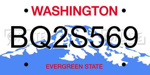 BQ2S569 Washington License Plate