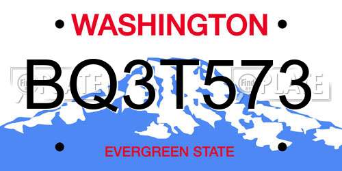 BQ3T573 Washington License Plate