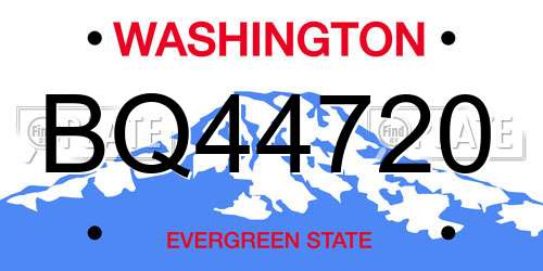 BQ44720 Washington License Plate
