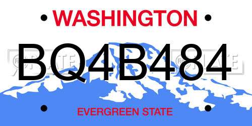 BQ4B484 Washington License Plate