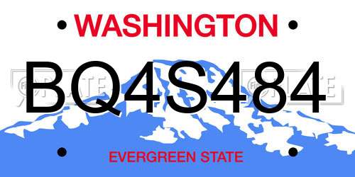 BQ4S484 Washington License Plate