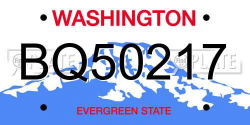BQ50217 Washington License Plate
