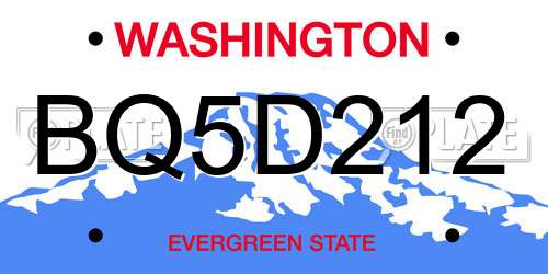 BQ5D212 Washington License Plate