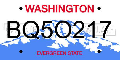 BQ5O217 Washington License Plate