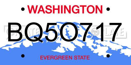 BQ5O717 Washington License Plate