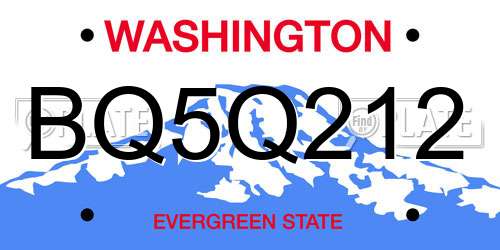 BQ5Q212 Washington License Plate
