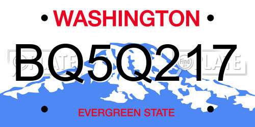 BQ5Q217 Washington License Plate