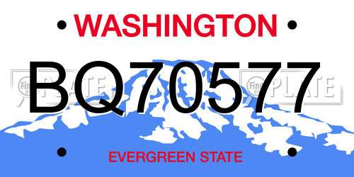 BQ70577 Washington License Plate