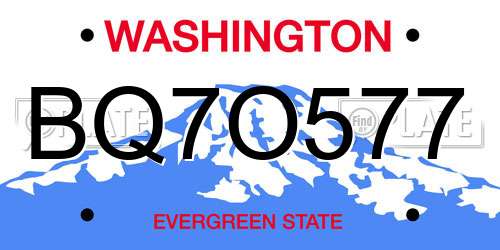 BQ7O577 Washington License Plate