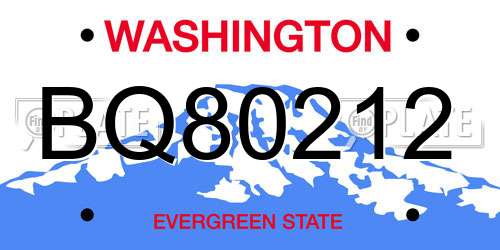 BQ80212 Washington License Plate