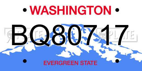 BQ80717 Washington License Plate