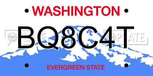 BQ8C4T Washington License Plate