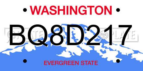 BQ8D217 Washington License Plate