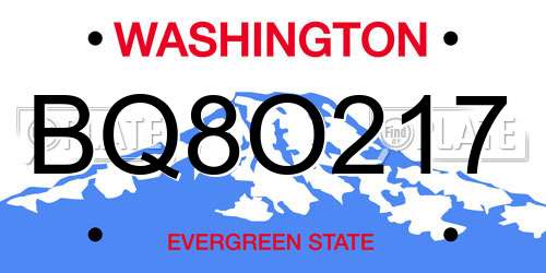 BQ8O217 Washington License Plate