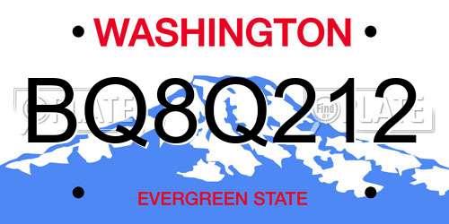BQ8Q212 Washington License Plate
