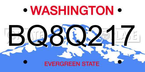 BQ8Q217 Washington License Plate