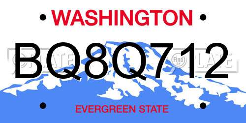 BQ8Q712 Washington License Plate