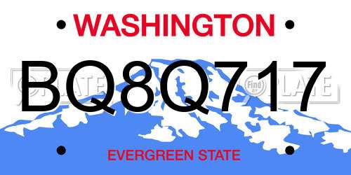 BQ8Q717 Washington License Plate