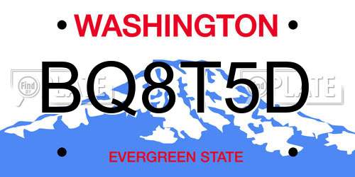 BQ8T5D Washington License Plate
