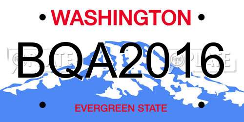 BQA2016 Washington License Plate