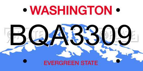BQA3309 Washington License Plate
