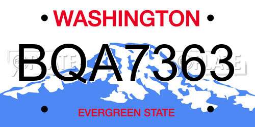 BQA7363 Washington License Plate
