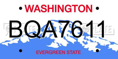 BQA7611 Washington License Plate