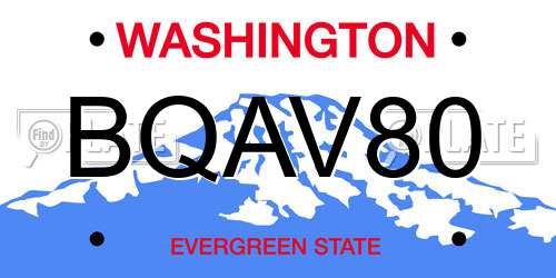 BQAV80 Washington License Plate