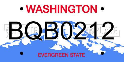 BQB0212 Washington License Plate