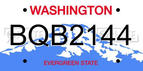 BQB2144 Washington License Plate