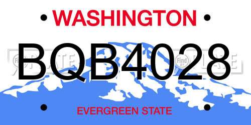 BQB4028 Washington License Plate