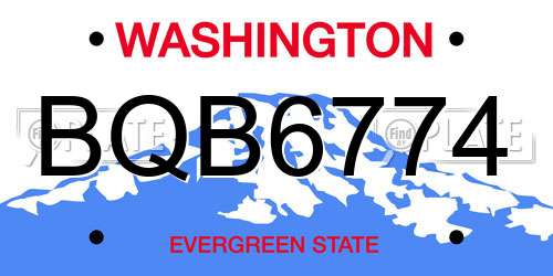 BQB6774 Washington License Plate
