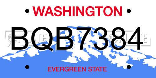 BQB7384 Washington License Plate