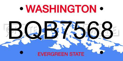 BQB7568 Washington License Plate