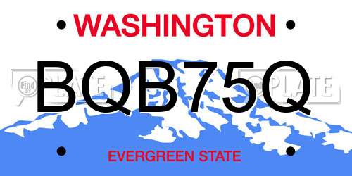 BQB75Q Washington License Plate