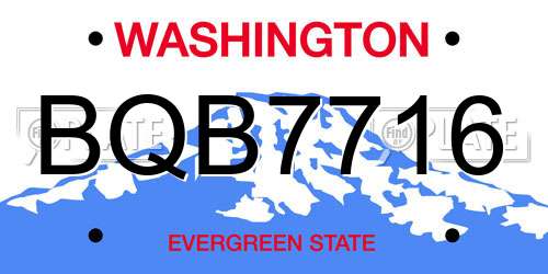 BQB7716 Washington License Plate