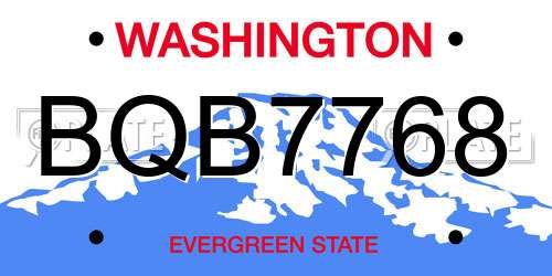 BQB7768 Washington License Plate