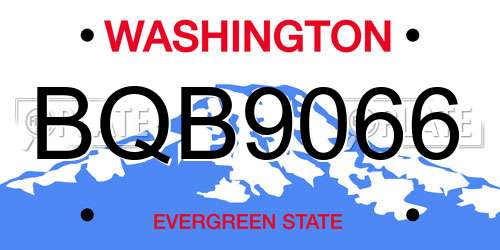 BQB9066 Washington License Plate