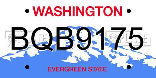 BQB9175 Washington License Plate