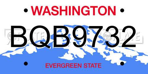 BQB9732 Washington License Plate