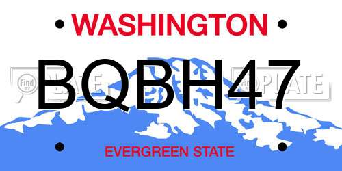 BQBH47 Washington License Plate