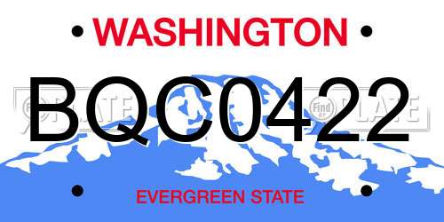 BQC0422 Washington License Plate